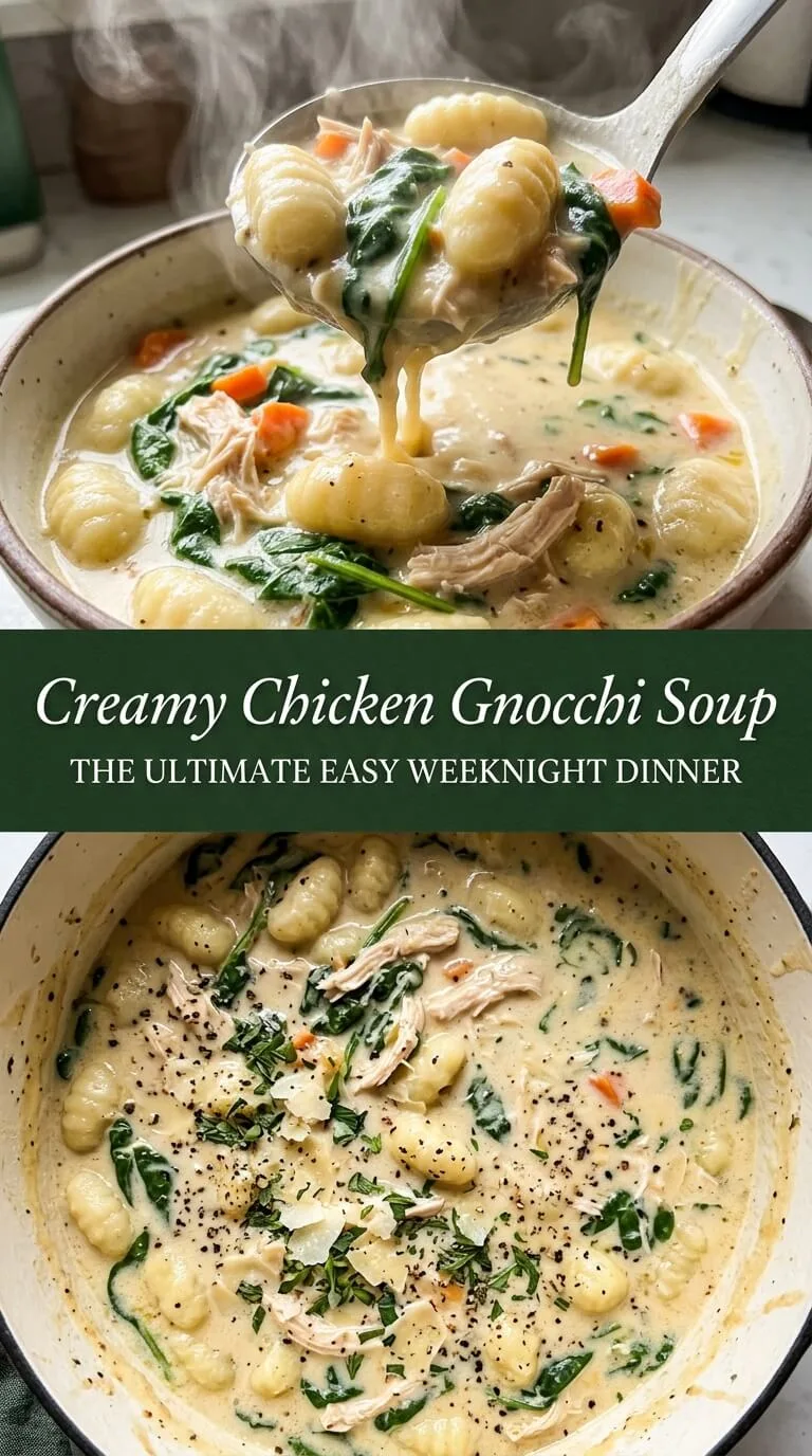 Crockpot Chicken Gnocchi Soup preparation steps with gnocchi and spinach