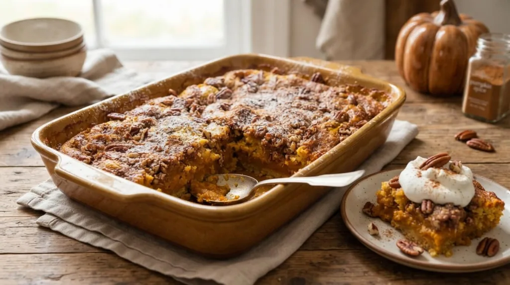 Pumpkin Dump Cake (Easy No-Mix Dessert)