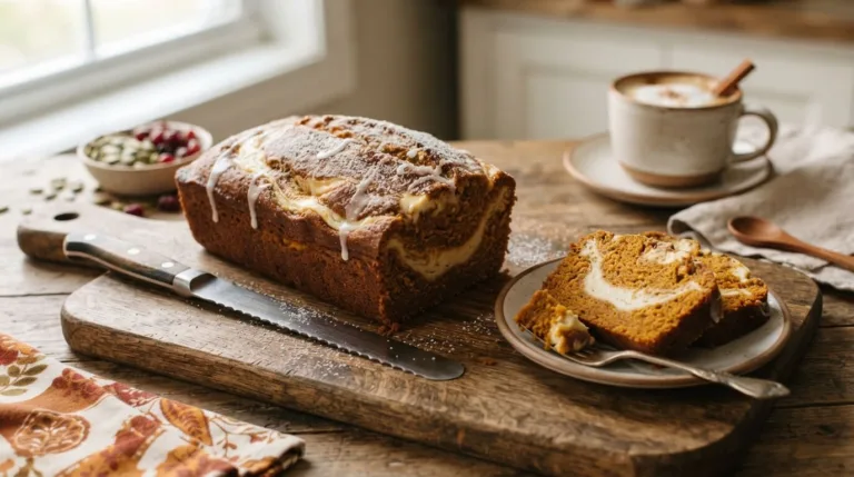 Pumpkin Bread with Cream Cheese Swirl
