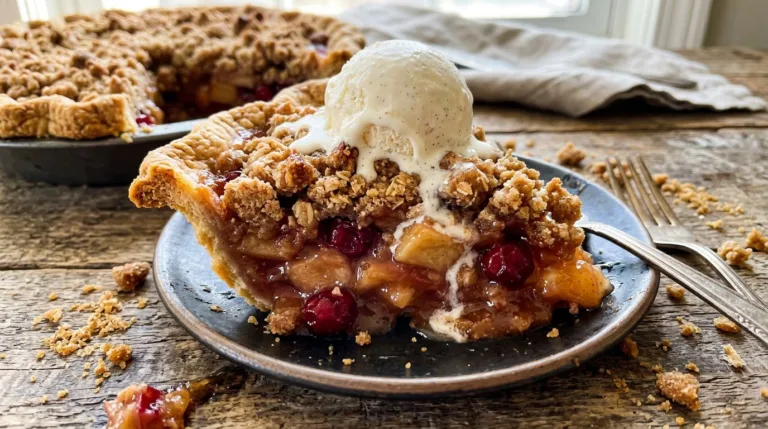 Apple Cranberry Crumble Pie with Brown Sugar Streusel