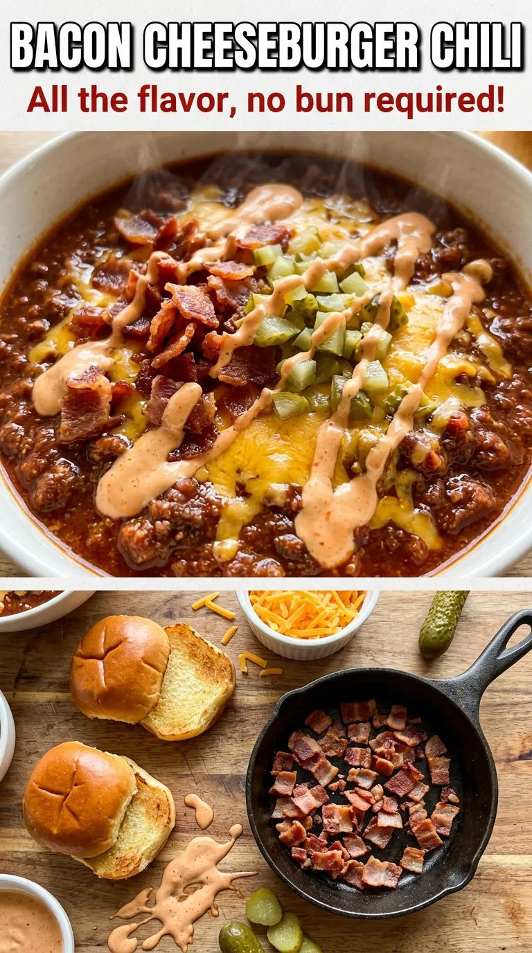 bacon cheeseburger chili - recipe photo
