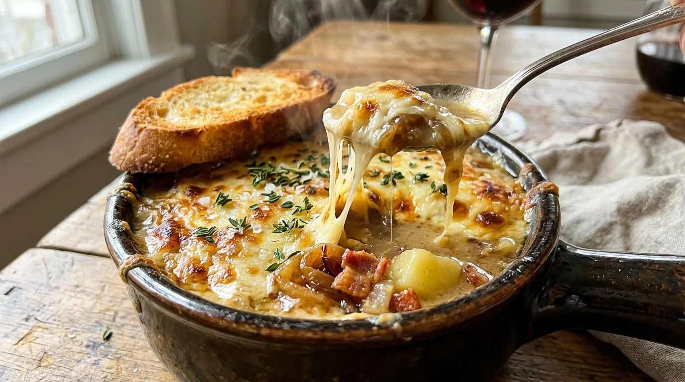 Baked French Onion Potato Soup - homemade recipe