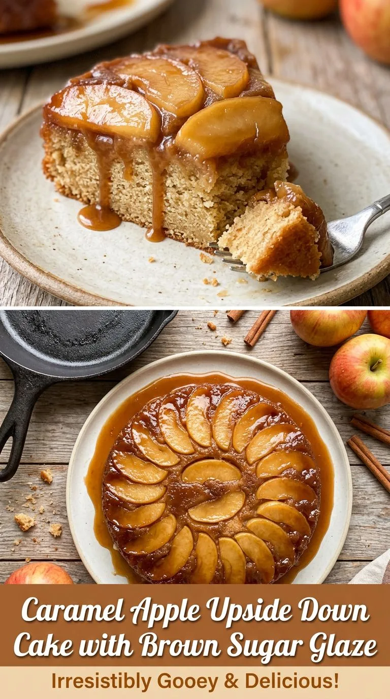 caramel apple upside down cake - recipe photo