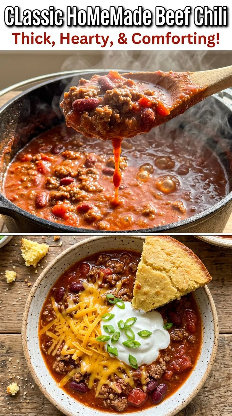 classic homemade beef chili - recipe photo