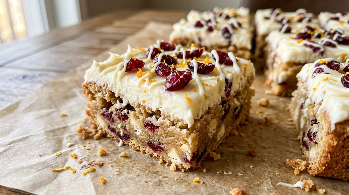 Cranberry Bliss Bars with White Chocolate Cream Cheese Frosting - homemade recipe