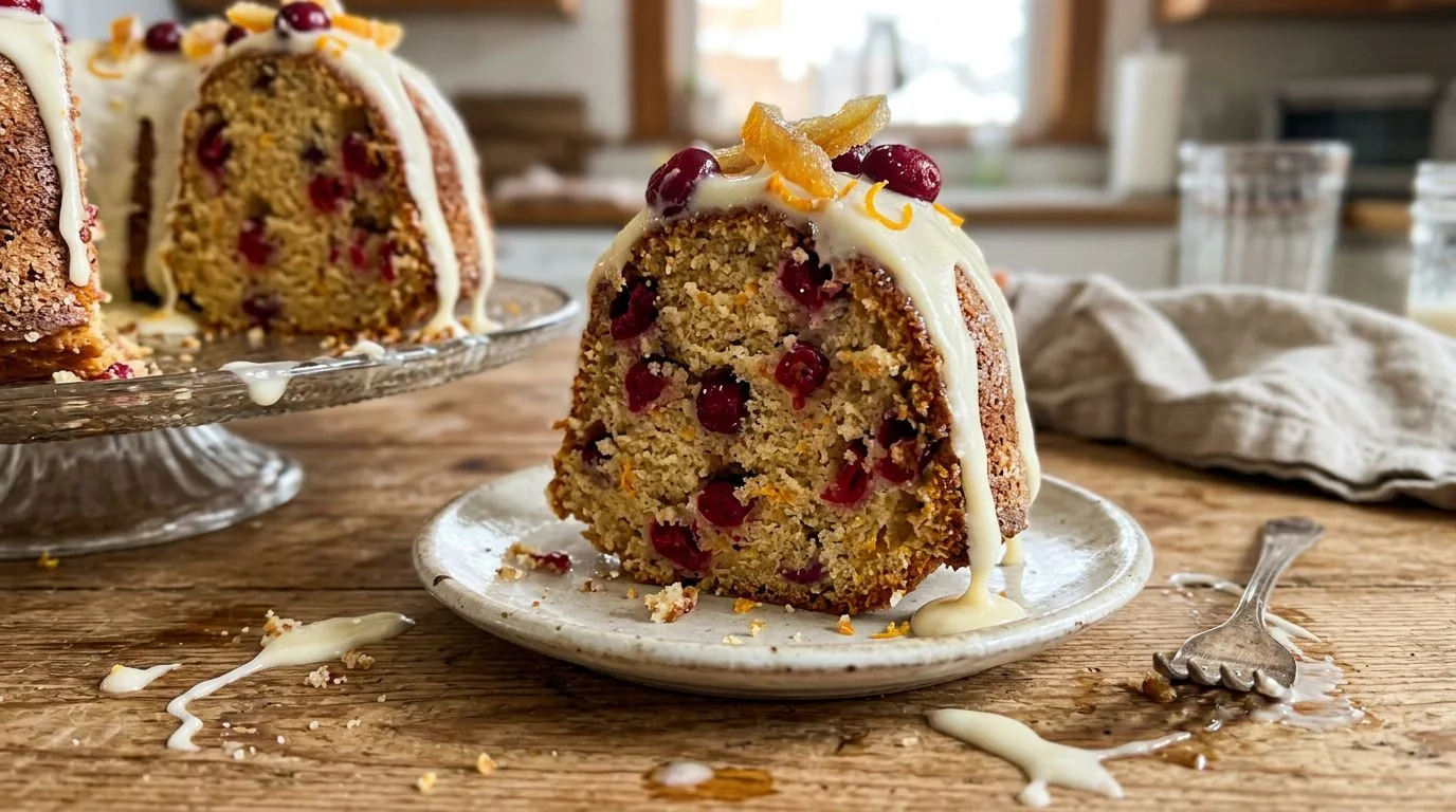 Cranberry Orange Bundt Cake with Cream Cheese Glaze - homemade recipe