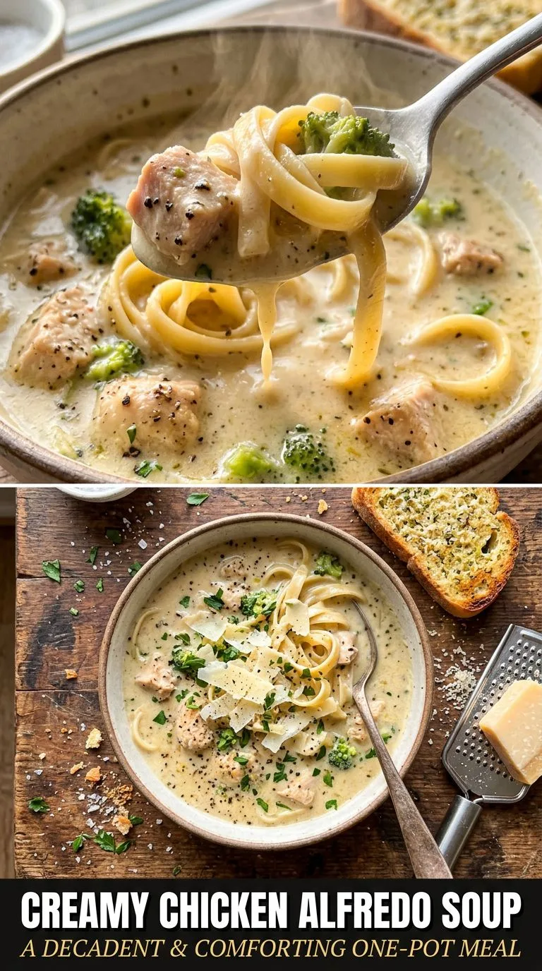 creamy chicken Alfredo soup - recipe photo