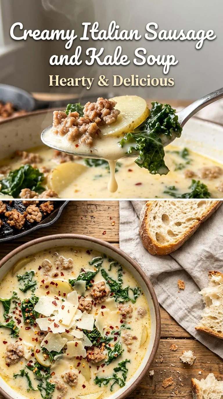 creamy Italian sausage and kale soup - recipe photo