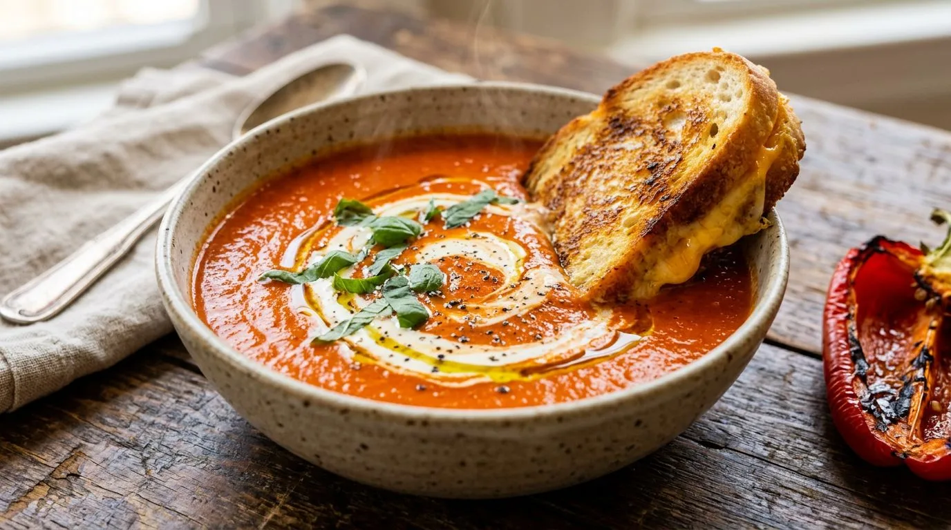 Creamy Roasted Red Pepper Soup - homemade recipe