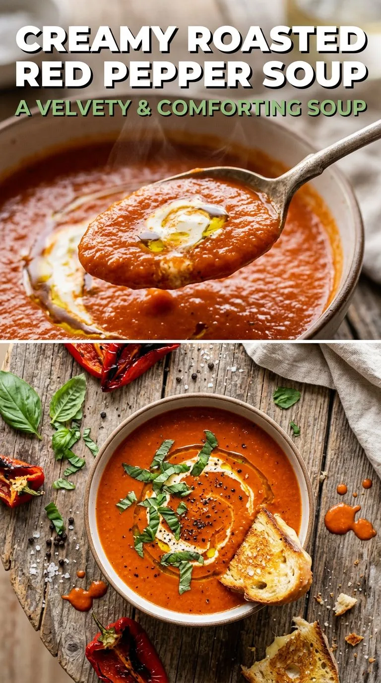 creamy roasted red pepper soup - recipe photo