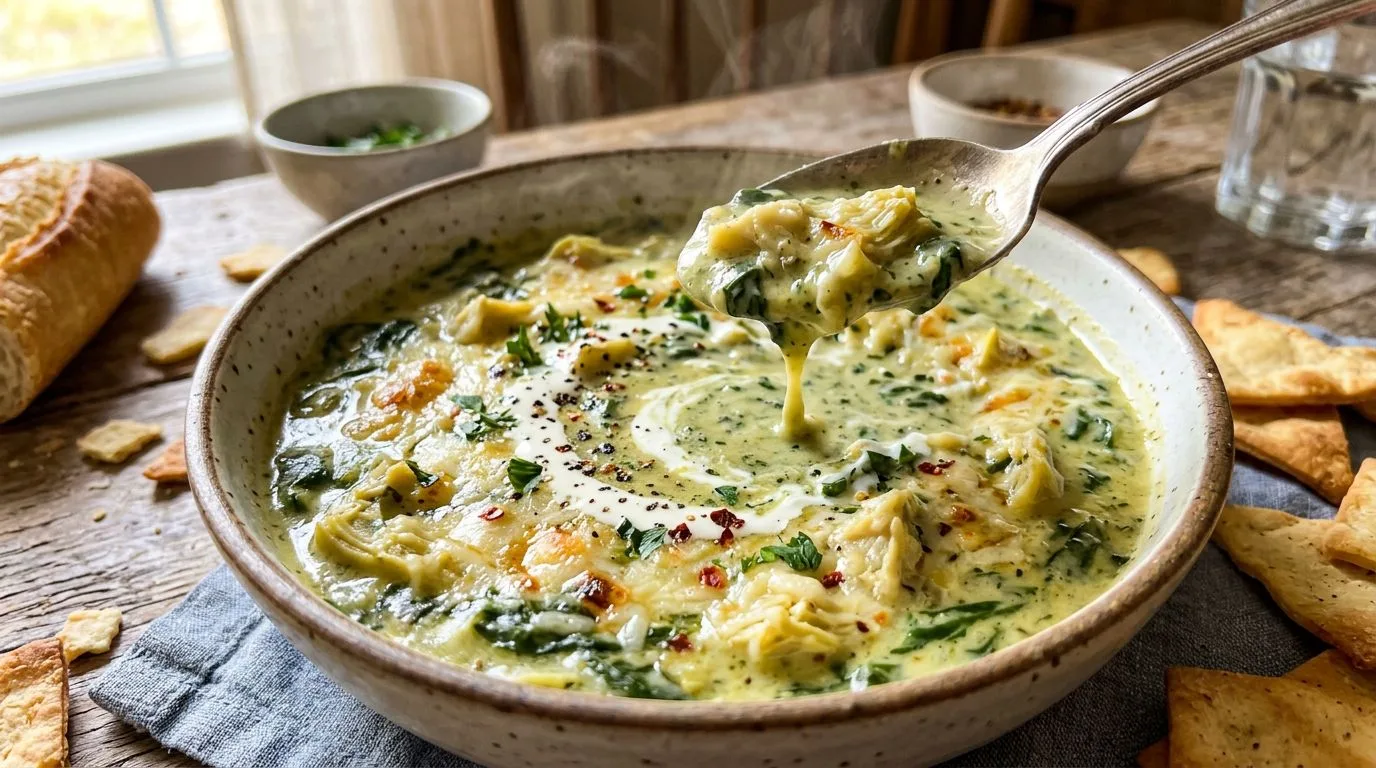 Creamy Spinach Artichoke Soup - homemade recipe