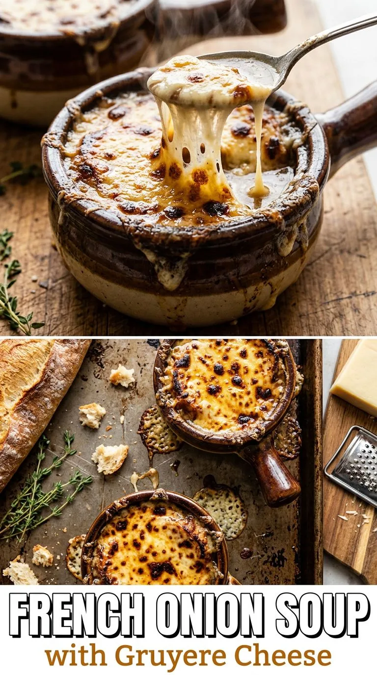 French onion soup with Gruyere cheese - recipe photo