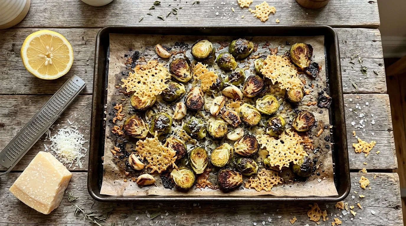 Garlic Parmesan Roasted Brussels Sprouts - homemade recipe