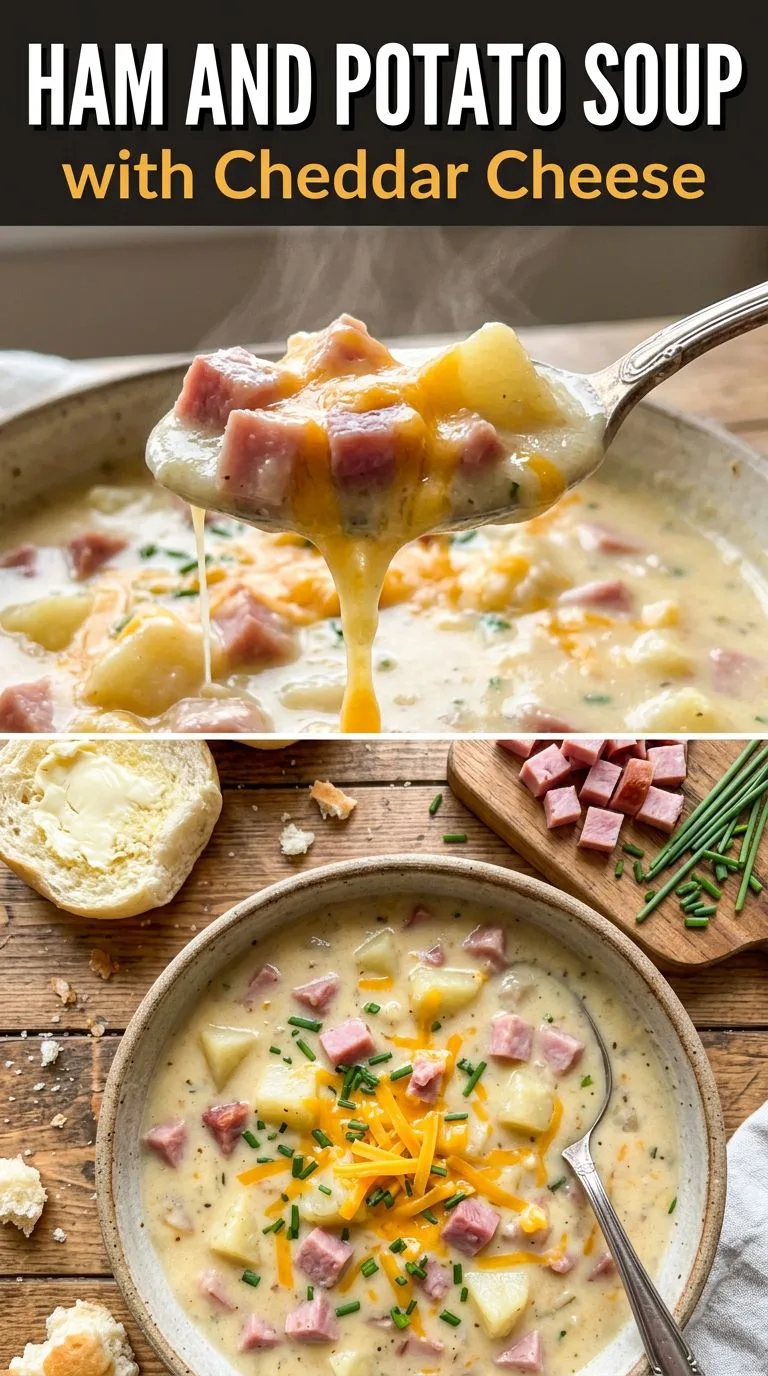 ham and potato soup with cheddar cheese - recipe photo