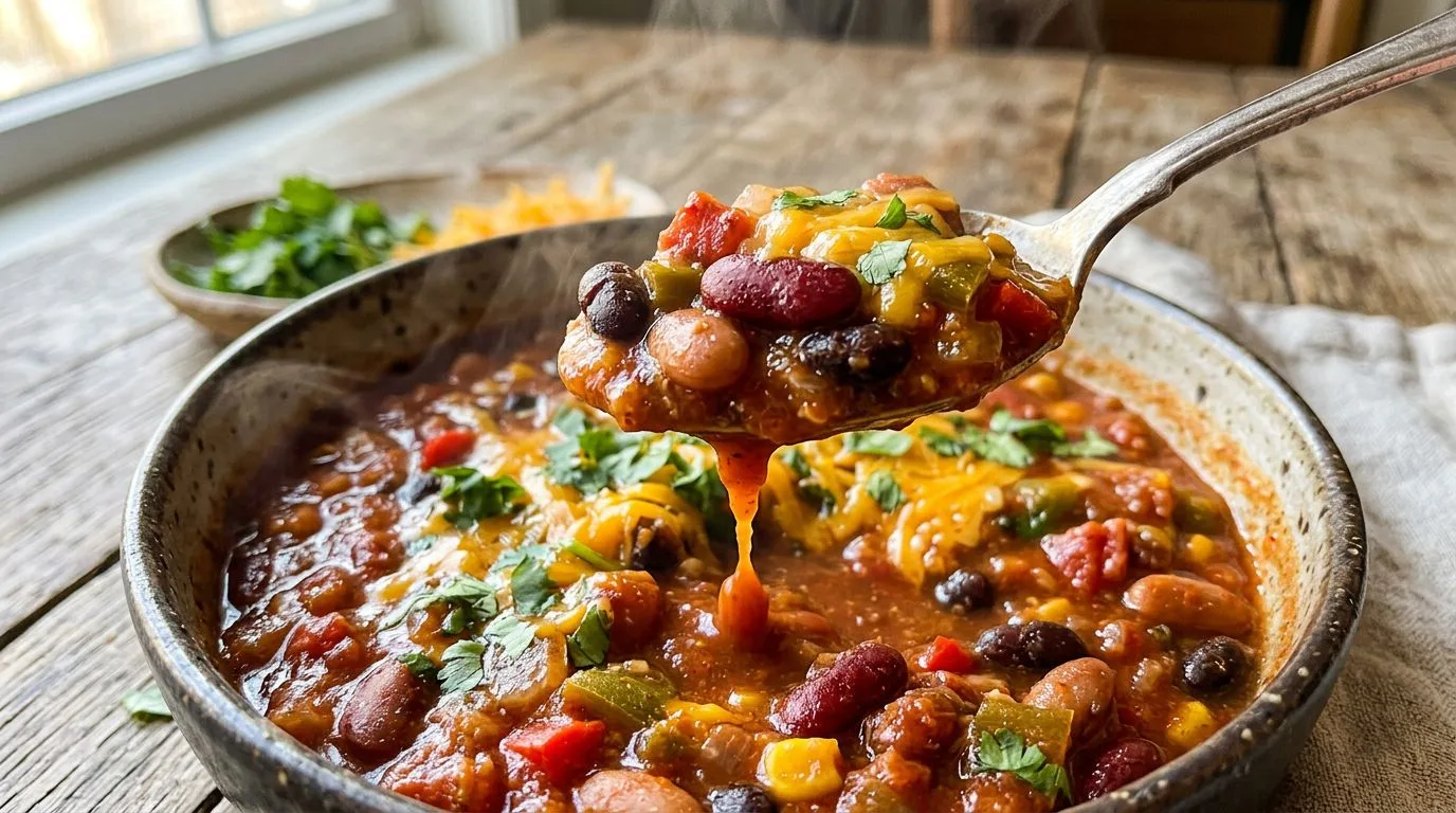 Hearty Three Bean Chili - homemade recipe