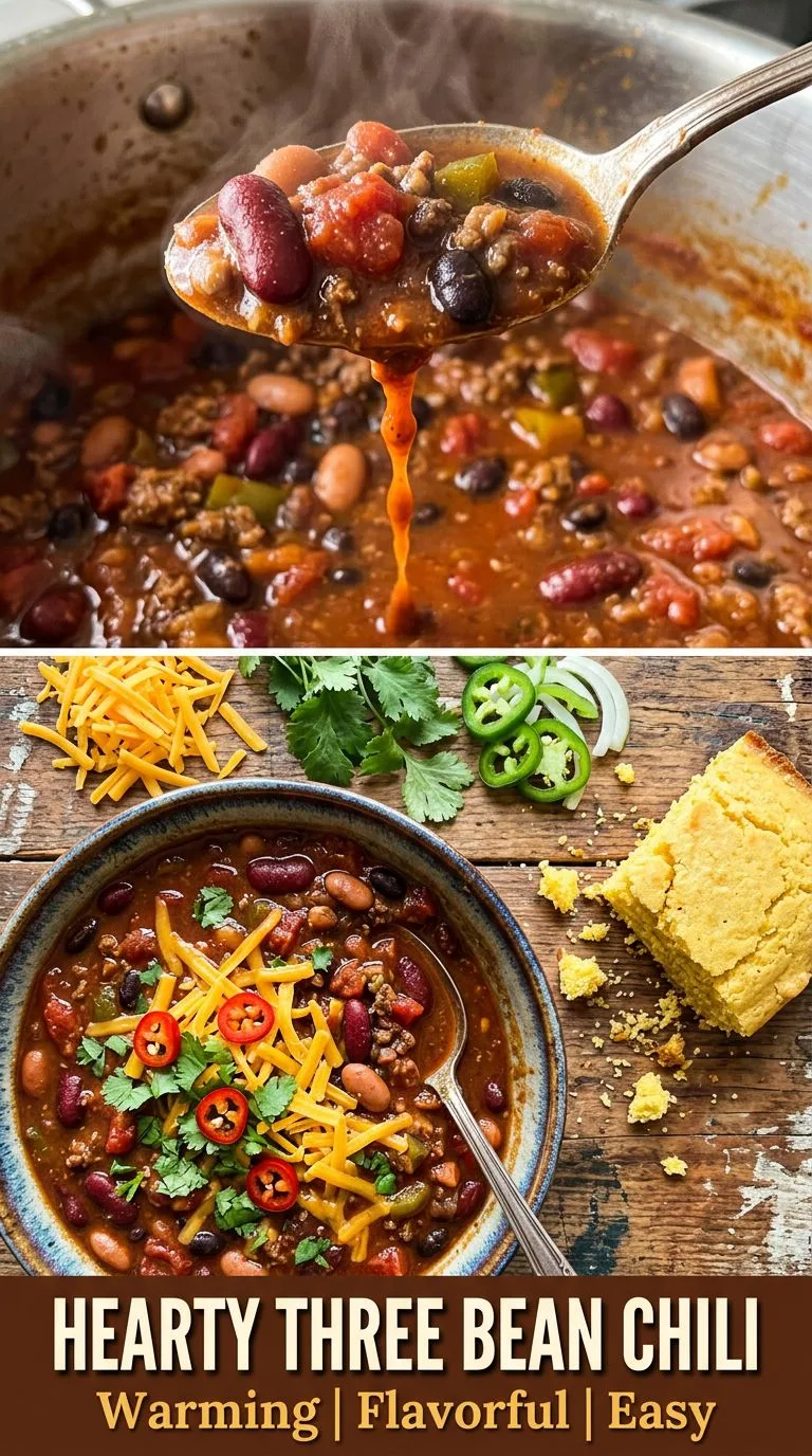 hearty three bean chili - recipe photo
