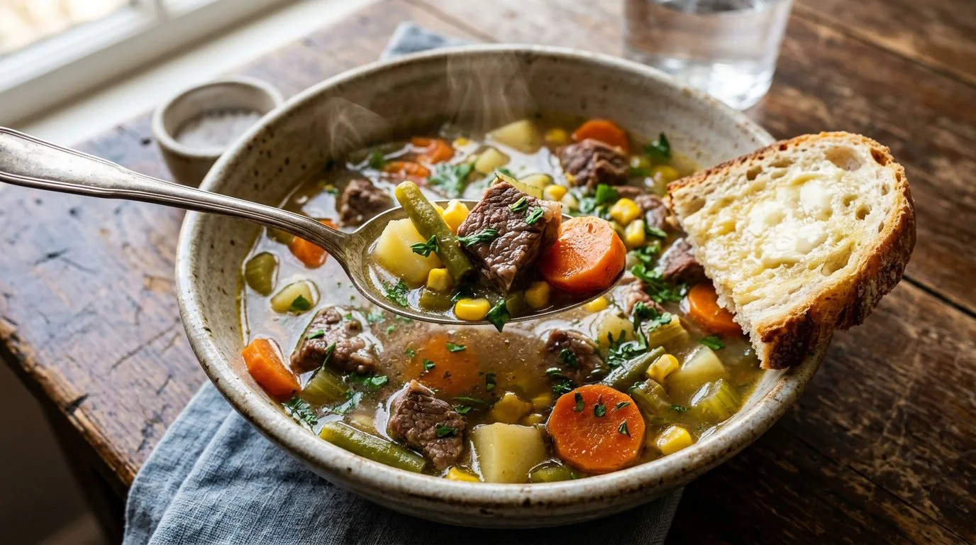 Homemade Beef and Vegetable Soup - homemade recipe