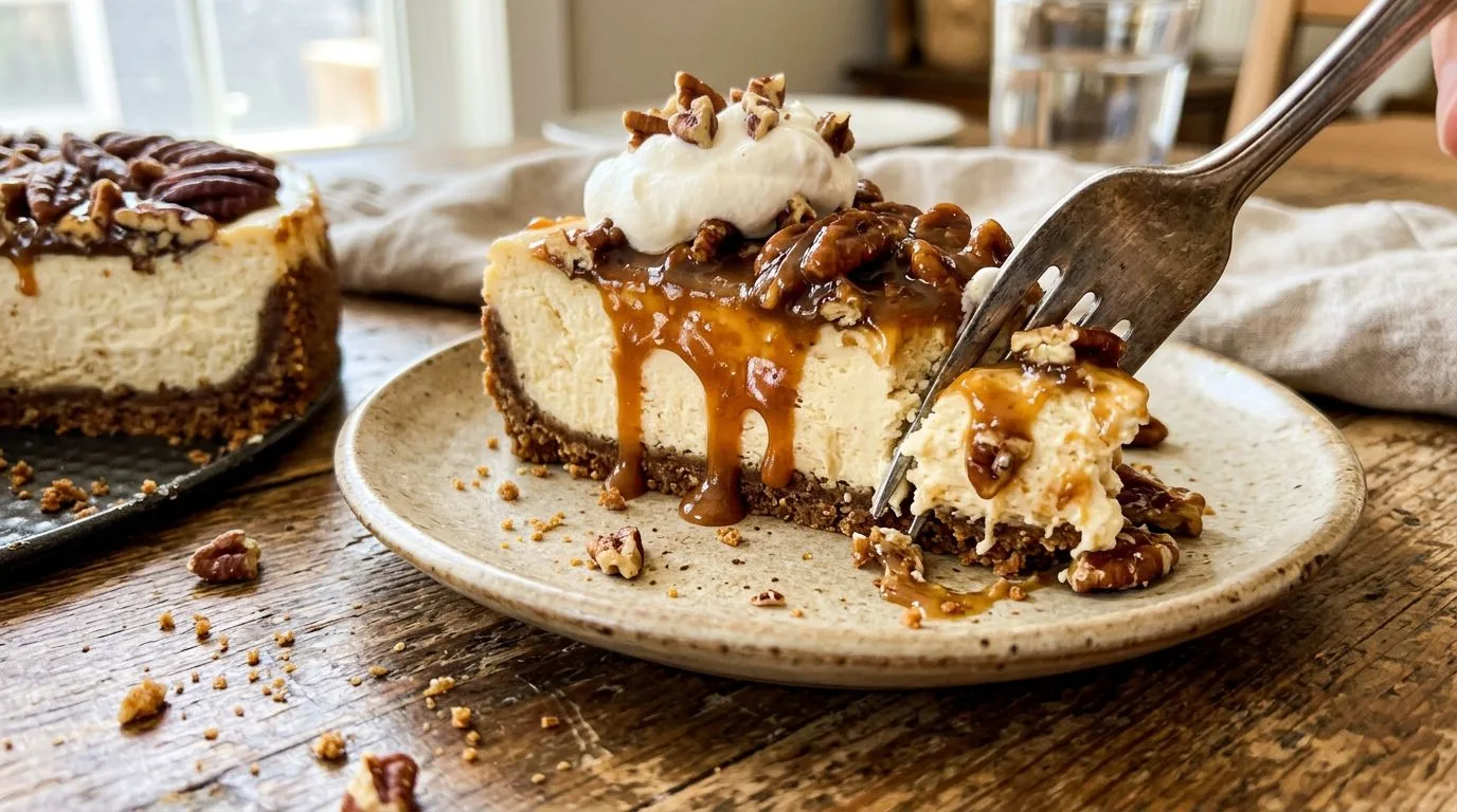 No-Bake Pecan Pie Cheesecake with Graham Cracker Crust - homemade recipe