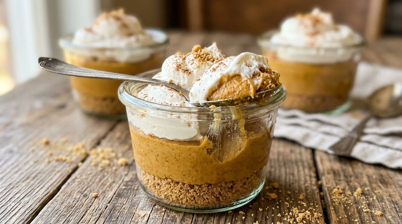 No-Bake Pumpkin Pie Dessert Cups with Graham Cracker Crust - homemade recipe