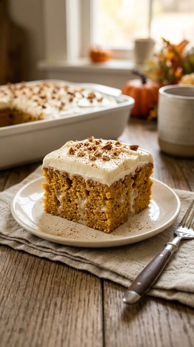 pumpkin poke cake with cream cheese frosting - homemade recipe Pinterest food collage