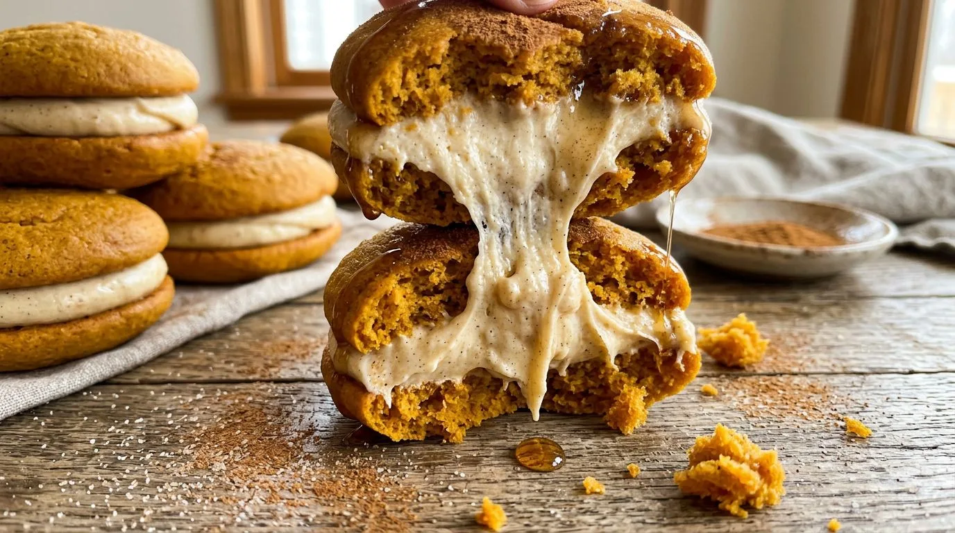 Pumpkin Whoopie Pies with Maple Cream Cheese Filling - homemade recipe