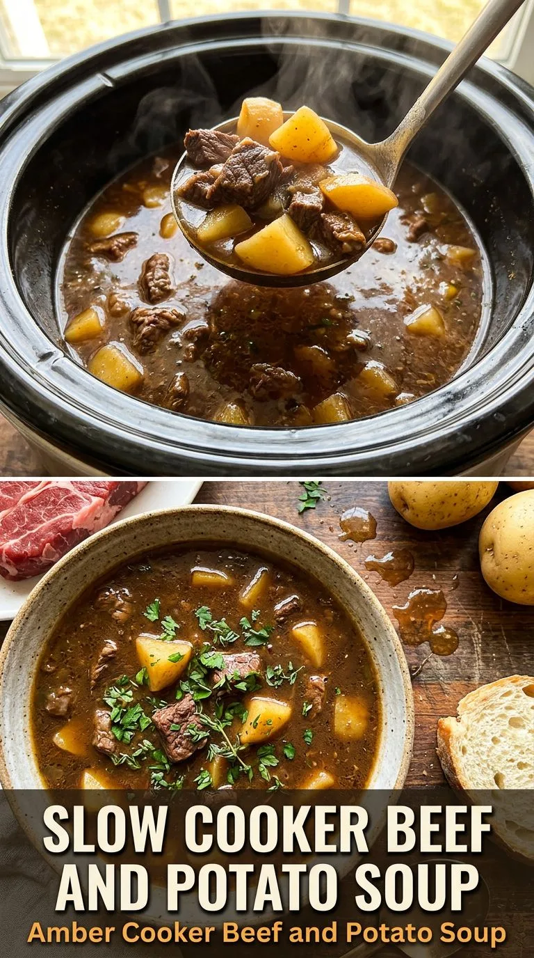 slow cooker beef and potato soup - recipe photo