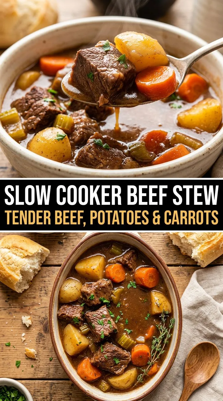slow cooker beef stew - homemade recipe Pinterest food collage