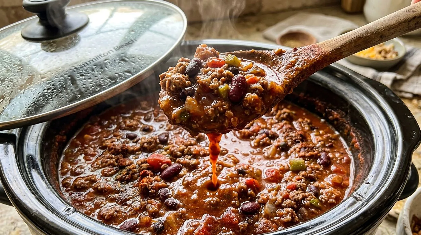 Slow Cooker Chili with Ground Beef - homemade recipe