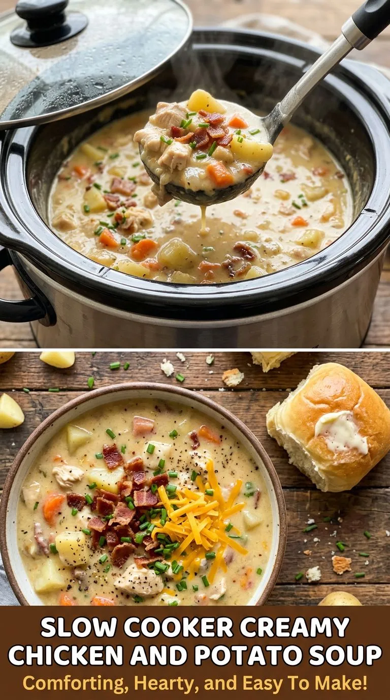 slow cooker creamy chicken and potato soup - recipe photo
