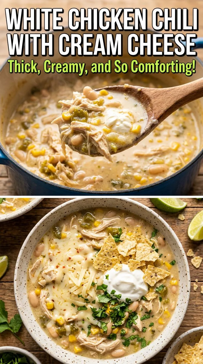 white chicken chili with cream cheese - recipe photo